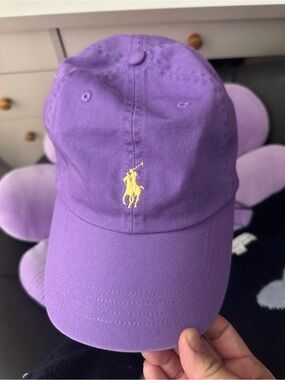 Ralph Lauren Lavender Cap with Yellow Polo Pony